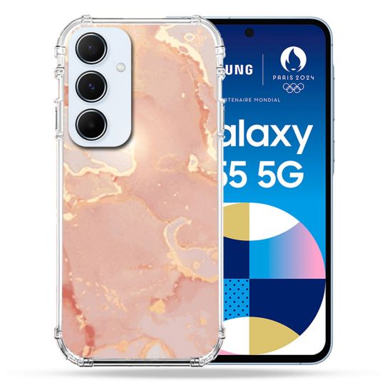 Coque Renforcé Pour Samsung Galaxy A55 5G Texture Marbre Rose