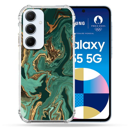 Coque Renforcé Pour Samsung Galaxy A55 5G Texture Marbre Vert