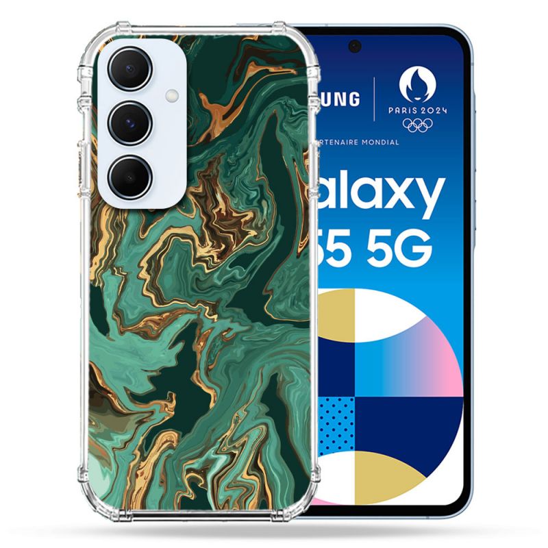 Coque Renforcé Pour Samsung Galaxy A55 5G Texture Marbre Vert