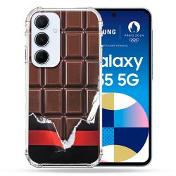 Coque Renforcé Pour Samsung Galaxy A55 5G Texture Trompe Oeil Chocolat