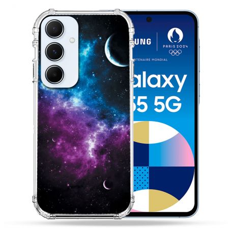 Coque Renforcé Pour Samsung Galaxy A55 5G Univers Bleu Violet