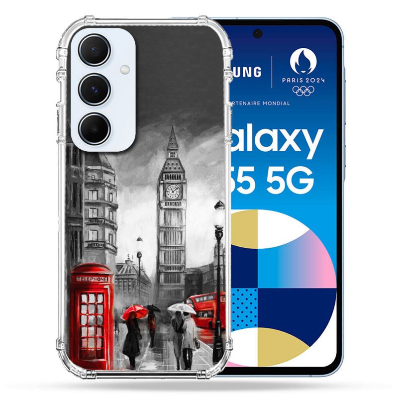 Coque Renforcé Pour Samsung Galaxy A55 5G Voyage Angleterre Londres Vintage