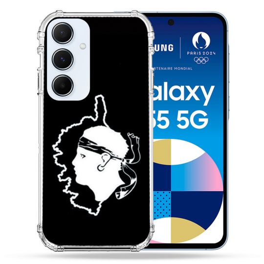 Coque Renforcé Pour Samsung Galaxy A55 5G Voyage Corse Noir