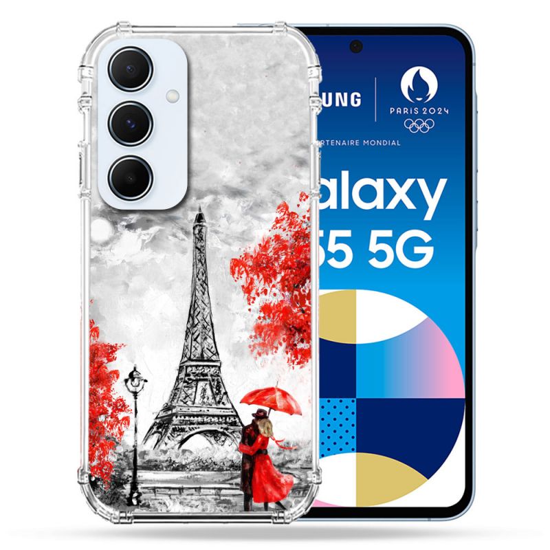 Coque Renforcé Pour Samsung Galaxy A55 5G Voyage France Paris Rouge