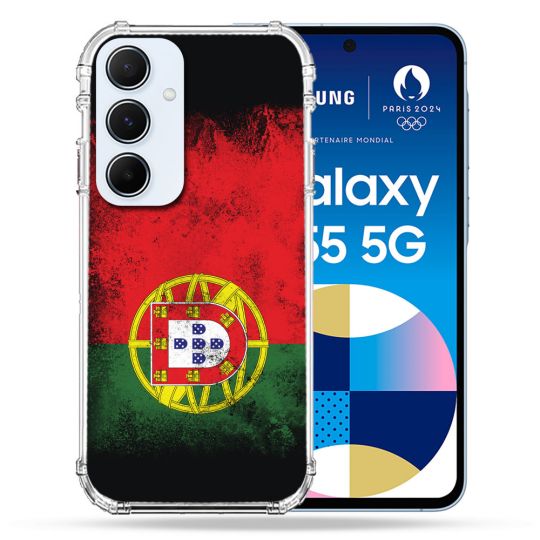 Coque Renforcé Pour Samsung Galaxy A55 5G Voyage Portugal Drapeau