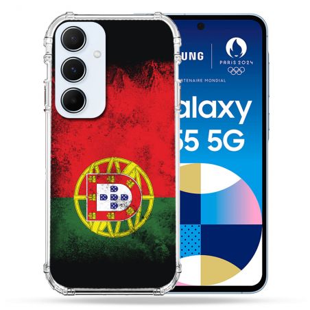 Coque Renforcé Pour Samsung Galaxy A55 5G Voyage Portugal Drapeau