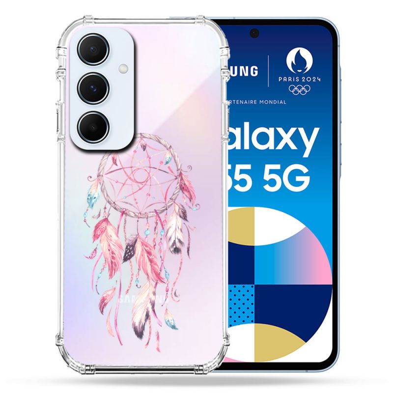 Coque Renforcé Transparente Pour Samsung Galaxy A55 5G Attrape Reve Rose