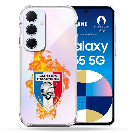 Coque Renforcé Transparente Pour Samsung Galaxy A55 5G Pompier Feu