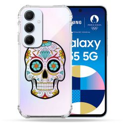 Coque Renforcé Transparente Pour Samsung Galaxy A55 5G Tete Mort Color