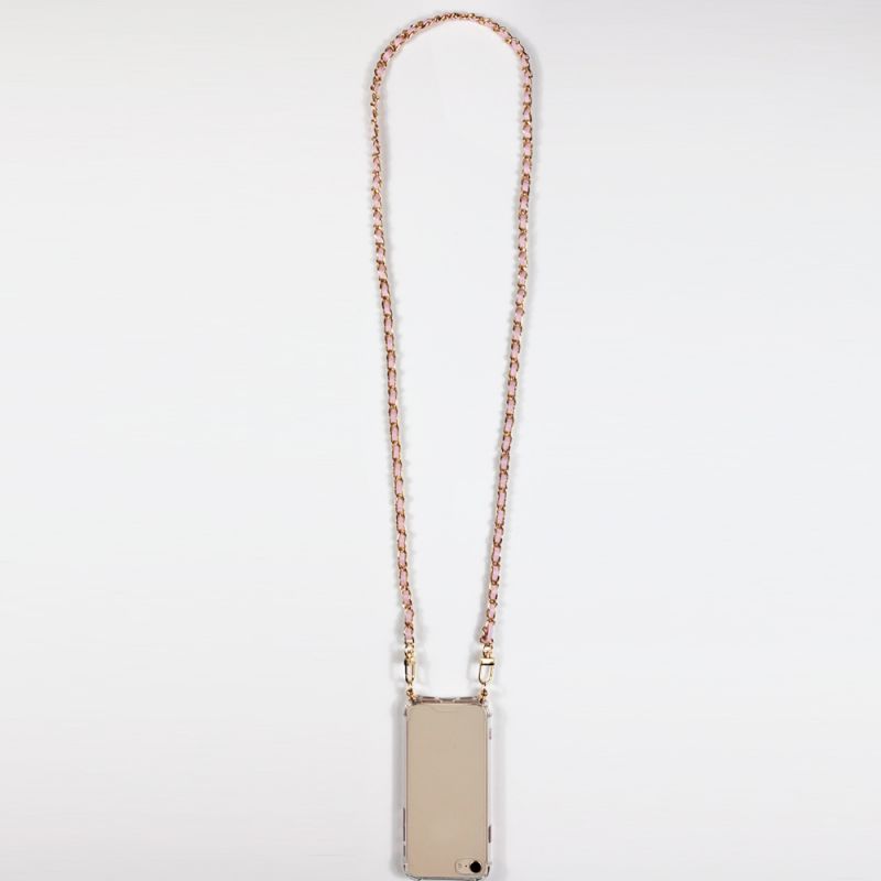 Coque Renforcé Transparente Pour Samsung Galaxy A55 5G Lanière / Cordon Chaine suspendue Rose