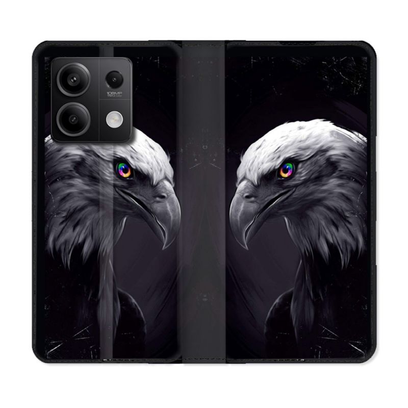 Housse Cuir Portefeuille Pour Xiaomi Redmi Note 13 Pro 5G Animal Aigle Royal Noir