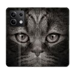 Housse Cuir Portefeuille Pour Xiaomi Redmi Note 13 Pro 5G Animal Chat Gris