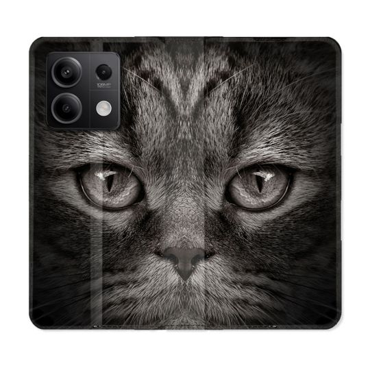 Housse Cuir Portefeuille Pour Xiaomi Redmi Note 13 Pro 5G Animal Chat Gris