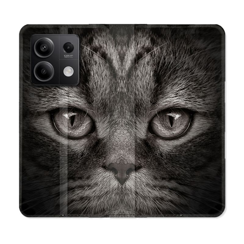 Housse Cuir Portefeuille Pour Xiaomi Redmi Note 13 Pro 5G Animal Chat Gris
