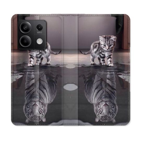 Housse Cuir Portefeuille Pour Xiaomi Redmi Note 13 Pro 5G Animal Chat Reflet
