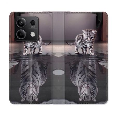 Housse Cuir Portefeuille Pour Xiaomi Redmi Note 13 Pro 5G Animal Chat Reflet