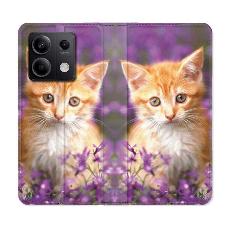 Housse Cuir Portefeuille Pour Xiaomi Redmi Note 13 Pro 5G Animal Chat Violet