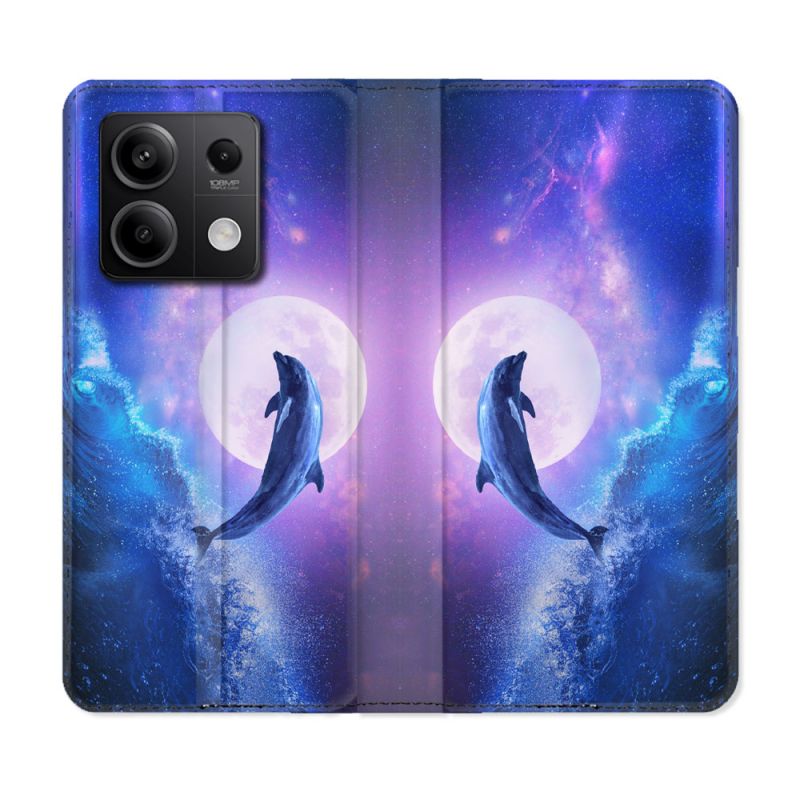 Housse Cuir Portefeuille Pour Xiaomi Redmi Note 13 Pro 5G Animal Dauphin Vague
