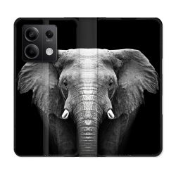 Housse Cuir Portefeuille Pour Xiaomi Redmi Note 13 Pro 5G Animal Elephant Noir