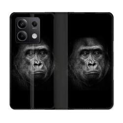 Housse Cuir Portefeuille Pour Xiaomi Redmi Note 13 Pro 5G Animal Gorille Noir