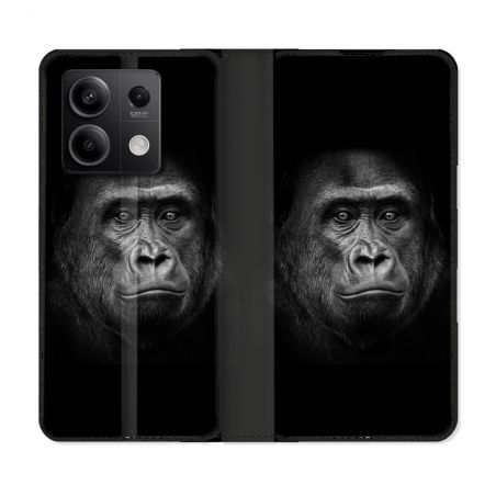 Housse Cuir Portefeuille Pour Xiaomi Redmi Note 13 Pro 5G Animal Gorille Noir