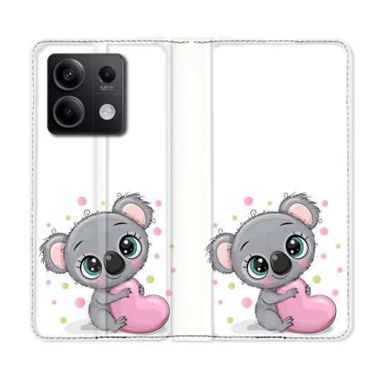 Housse Cuir Portefeuille Pour Xiaomi Redmi Note 13 Pro 5G Animal Koala Cœur