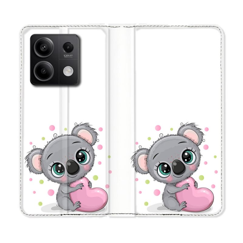 Housse Cuir Portefeuille Pour Xiaomi Redmi Note 13 Pro 5G Animal Koala Cœur