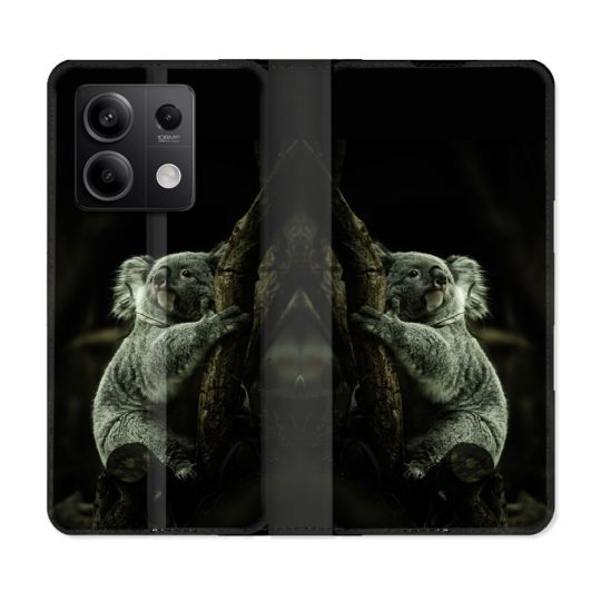 Housse Cuir Portefeuille Pour Xiaomi Redmi Note 13 Pro 5G Animal Koala Noir