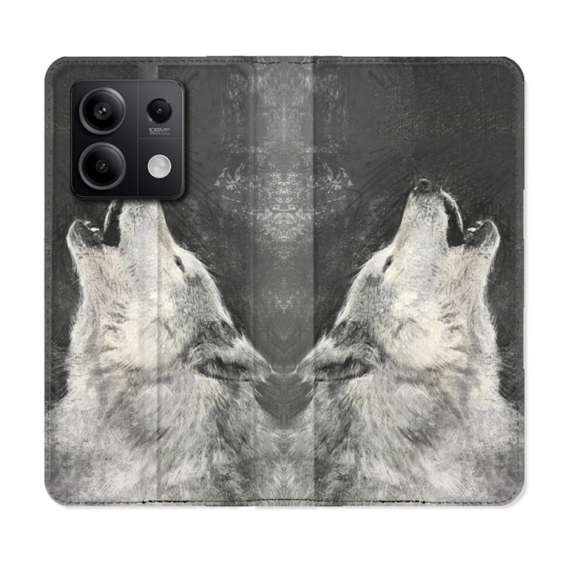 Housse Cuir Portefeuille Pour Xiaomi Redmi Note 13 Pro 5G Animal Loup Hurlement
