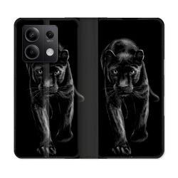 Housse Cuir Portefeuille Pour Xiaomi Redmi Note 13 Pro 5G Animal Panthère Noire