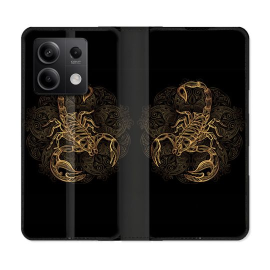 Housse Cuir Portefeuille Pour Xiaomi Redmi Note 13 Pro 5G Animal Scorpion Fresque