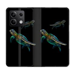 Housse Cuir Portefeuille Pour Xiaomi Redmi Note 13 Pro 5G Animal Tortue Noire multicolore