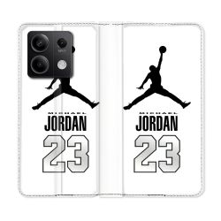 Housse Cuir Portefeuille Pour Xiaomi Redmi Note 13 Pro 5G Jordan 23 Blanc