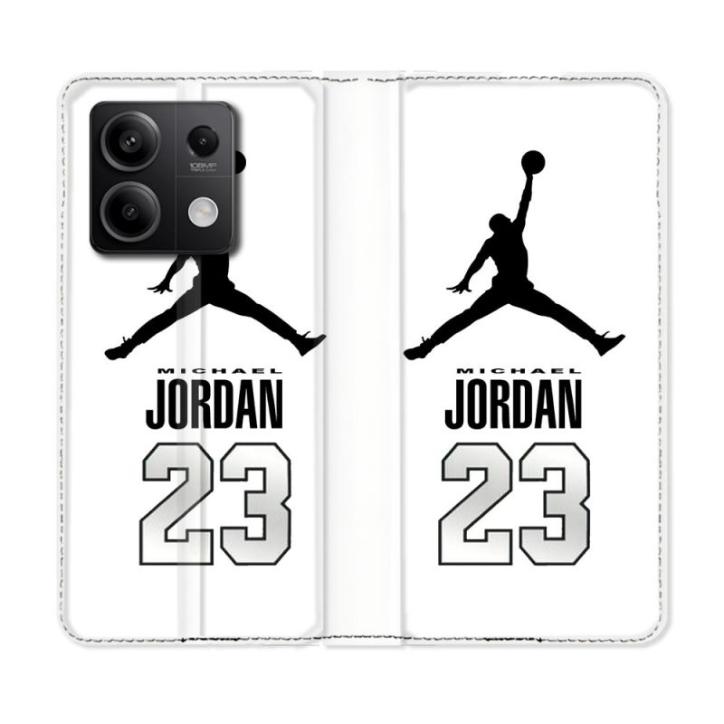 Housse Cuir Portefeuille Pour Xiaomi Redmi Note 13 Pro 5G Jordan 23 Blanc