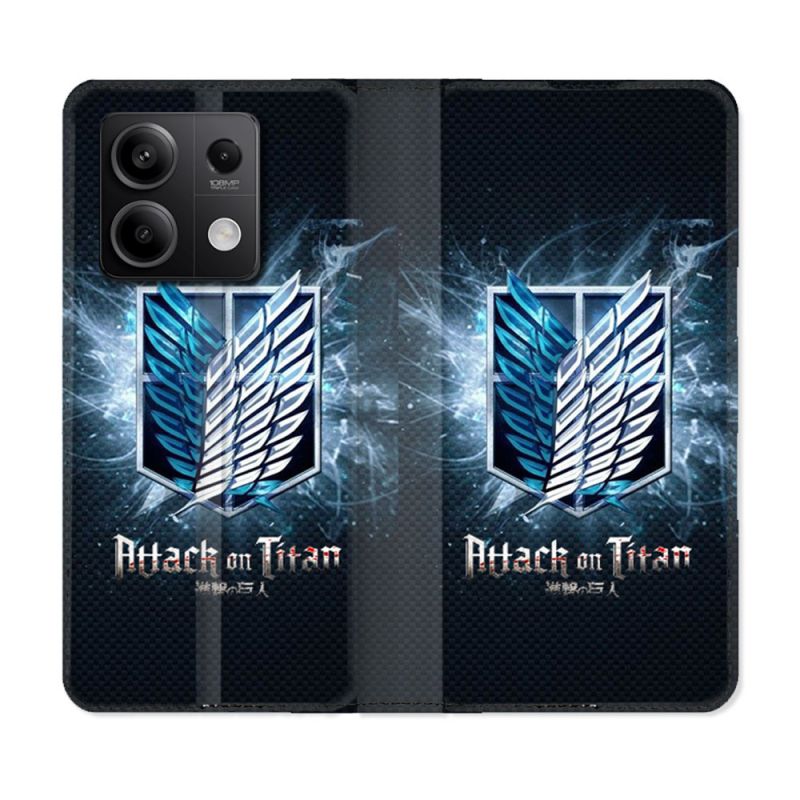 Housse Cuir Portefeuille Pour Xiaomi Redmi Note 13 Pro 5G Manga Attaque Titans Noir