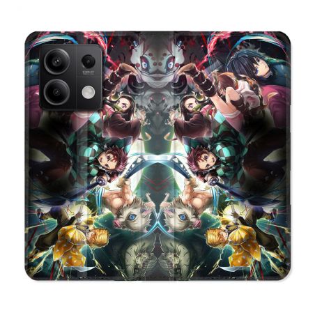 Housse Cuir Portefeuille Pour Xiaomi Redmi Note 13 Pro 5G Manga Demon Slayer Groupe