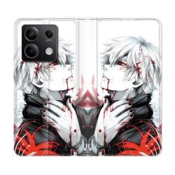 Housse Cuir Portefeuille Pour Xiaomi Redmi Note 13 Pro 5G Manga Tokyo Ghoul Kaneki Blanc