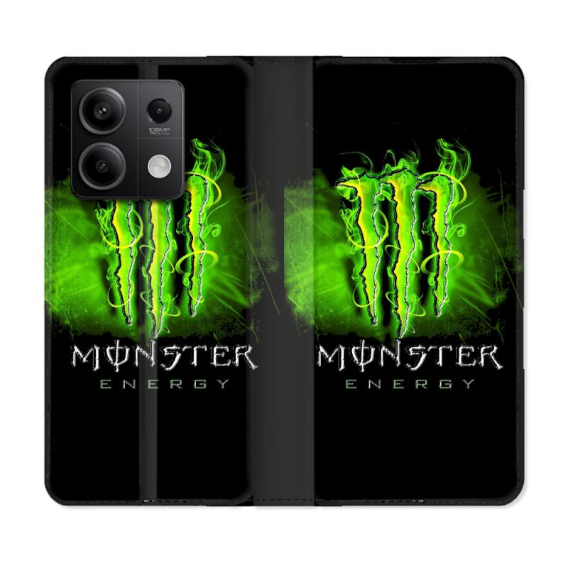 Housse Cuir Portefeuille Pour Xiaomi Redmi Note 13 Pro 5G Monster Energy Vert