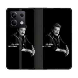 Housse Cuir Portefeuille Pour Xiaomi Redmi Note 13 Pro 5G Musique Johnny Hallyday Noir