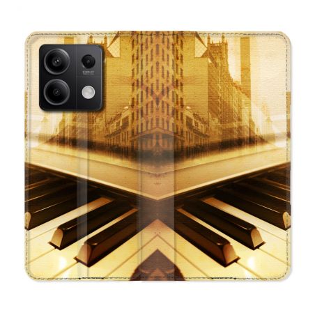 Housse Cuir Portefeuille Pour Xiaomi Redmi Note 13 Pro 5G Musique Piano Retro