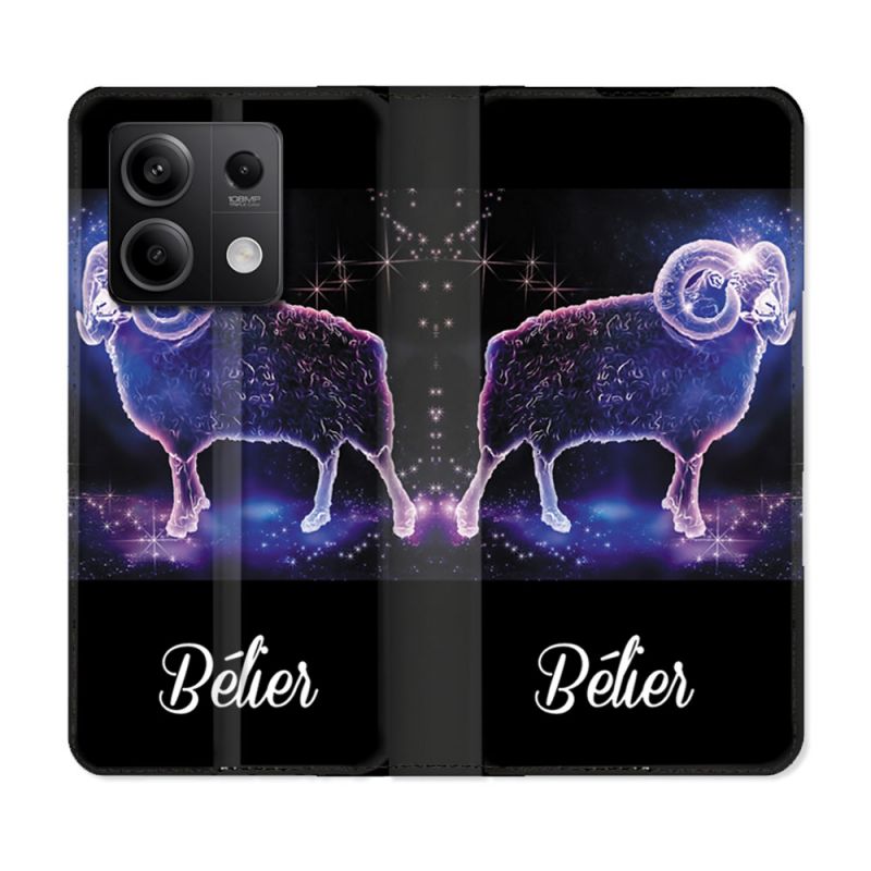 Housse Cuir Portefeuille Pour Xiaomi Redmi Note 13 Pro 5G Signe Zodiaque 2 Bélier