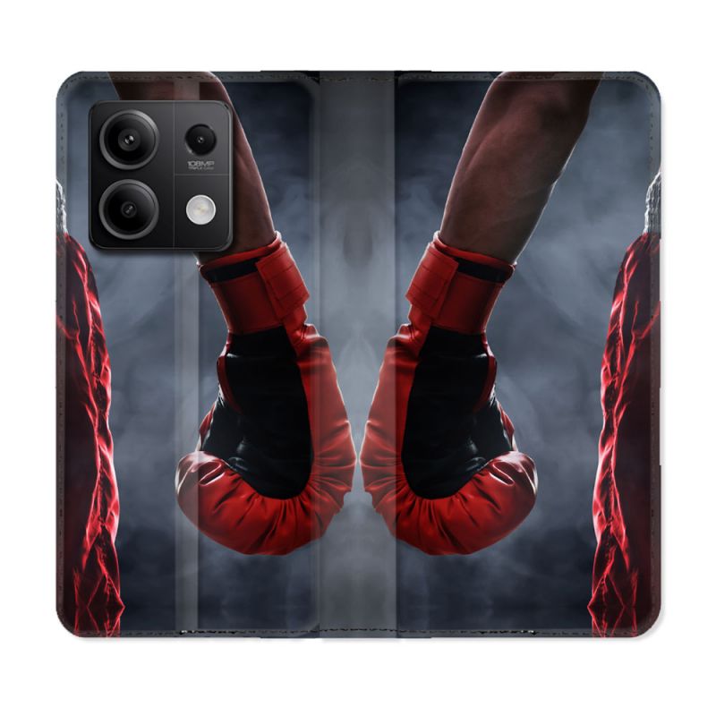 Housse Cuir Portefeuille Pour Xiaomi Redmi Note 13 Pro 5G Sport Boxe Gant Rouge
