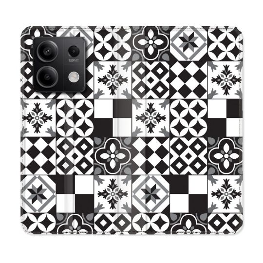 Housse Cuir Portefeuille Pour Xiaomi Redmi Note 13 Pro 5G Texture Carreau Ciment Noir