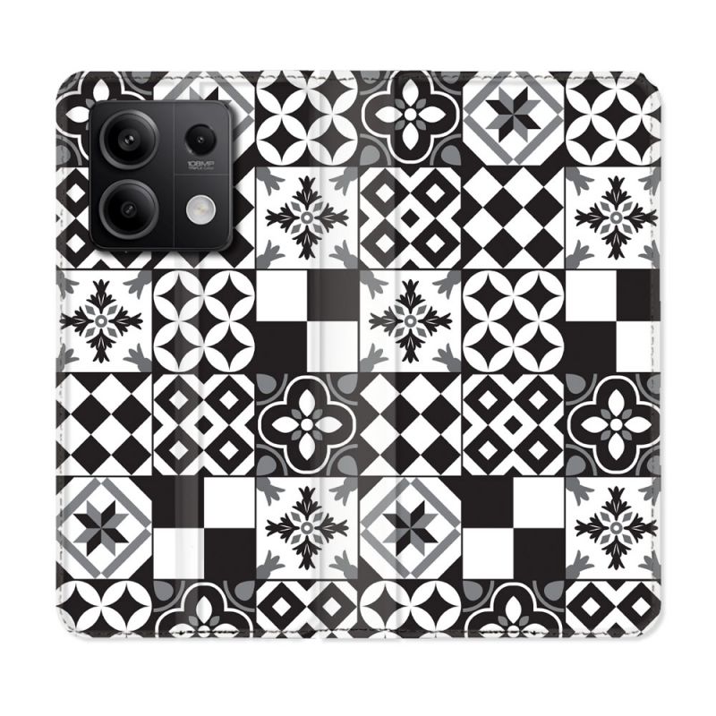 Housse Cuir Portefeuille Pour Xiaomi Redmi Note 13 Pro 5G Texture Carreau Ciment Noir