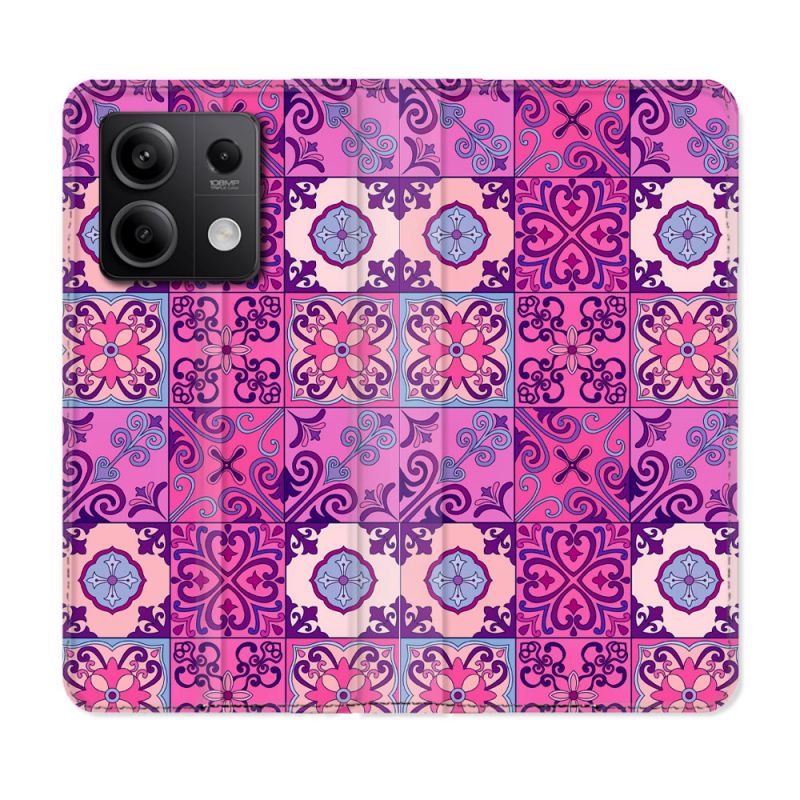 Housse Cuir Portefeuille Pour Xiaomi Redmi Note 13 Pro 5G Texture Carreau Ciment Violet
