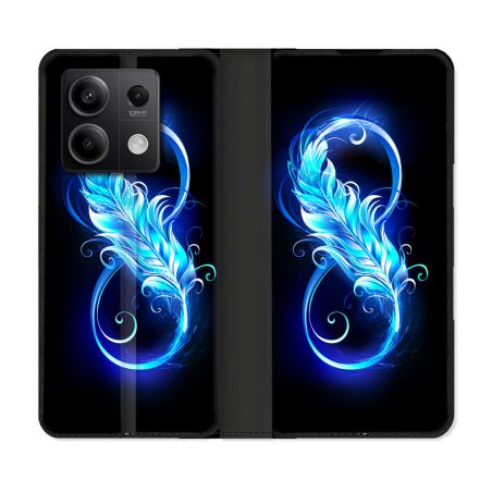 Housse Cuir Portefeuille Pour Xiaomi Redmi Note 13 Pro 5G Texture Plume Infini Bleu