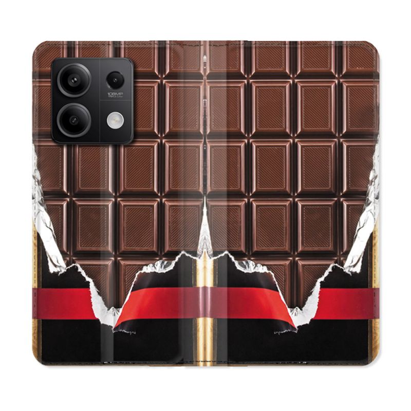 Housse Cuir Portefeuille Pour Xiaomi Redmi Note 13 Pro 5G Texture Trompe Oeil Chocolat