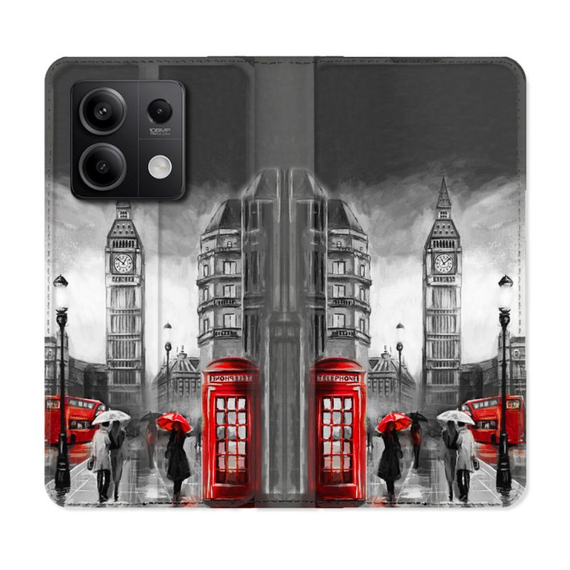 Housse Cuir Portefeuille Pour Xiaomi Redmi Note 13 Pro 5G Voyage Angleterre Londres Vintage