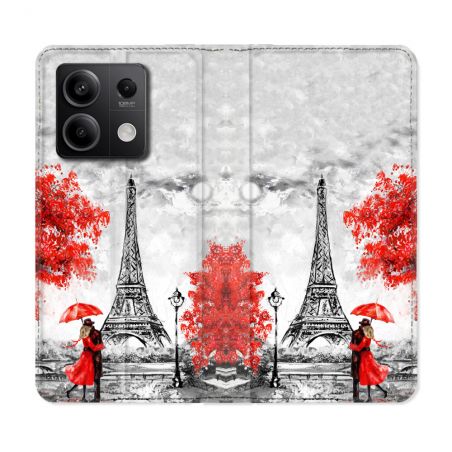 Housse Cuir Portefeuille Pour Xiaomi Redmi Note 13 Pro 5G Voyage France Paris Rouge
