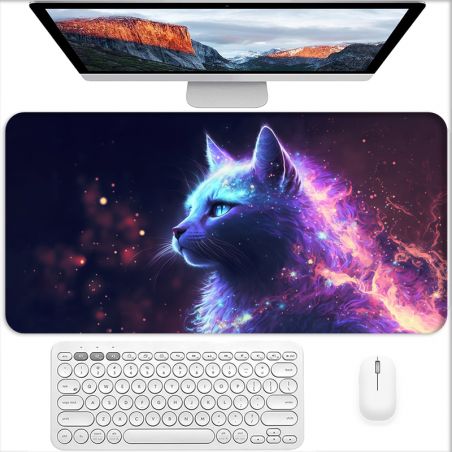 Tapis de Souris Gamer 60 x 30 cm Chat Fantastique
